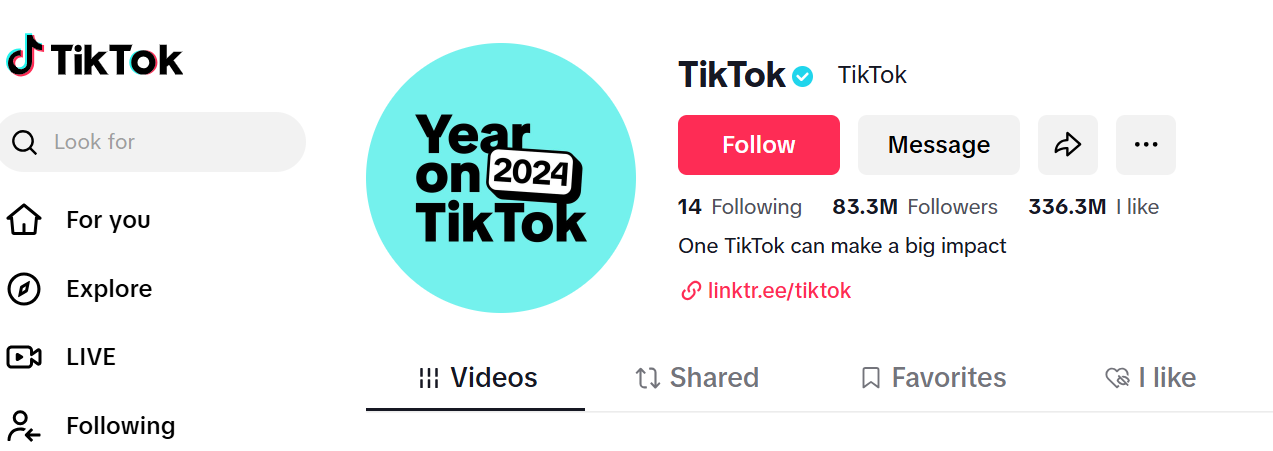 TikTok followers for a specific profile